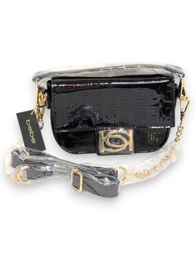 Bebe Alexander Black Patent Shiny Crossbody Bag NWT
